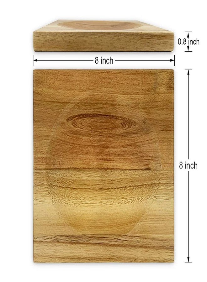 FTONENI Mezzaluna Cutting Board Bowl, Ulu Chopping Bowl, Concave Cutting Board, Wooden Bowl for Mincing Vegetables, Acacia Wood Cutting Block with Hollow Center 8" x 8" (Without Knives) - CXD00 - Image 2